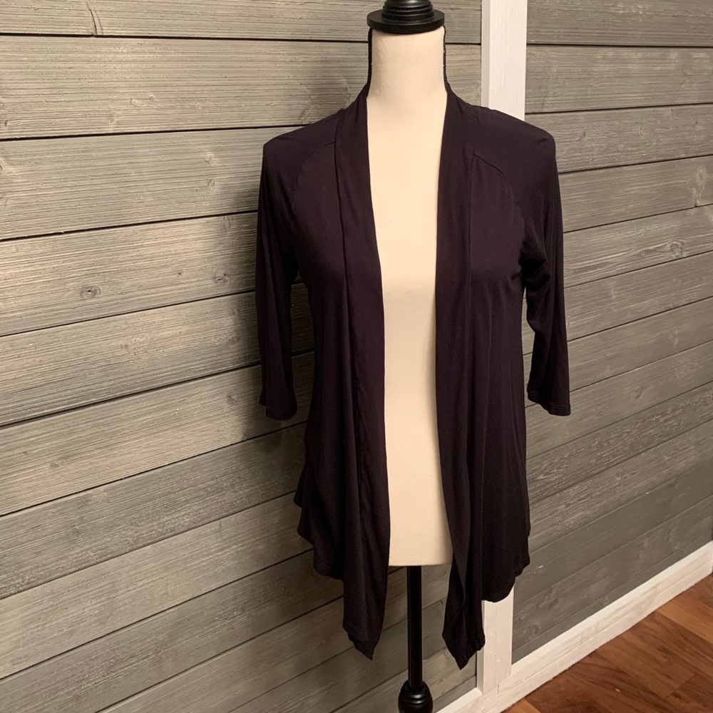 New York & Co black draping jersey cardigan medium